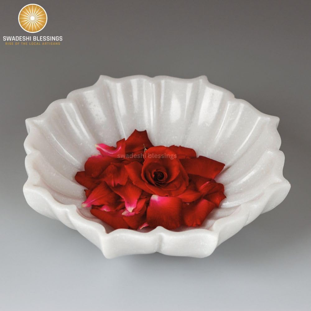 HandCrafted Marble Lotus Bowl/Organic Modern Home Decor Bowl/Fruit Bowl/Vintage Ring Dish/Decorative Flower