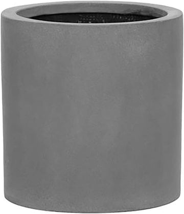 Elegant Gray Cylinder Flower Pot 12" H x 12" W x 12" L - Natural Grey Indoor and Patio MAX Planter