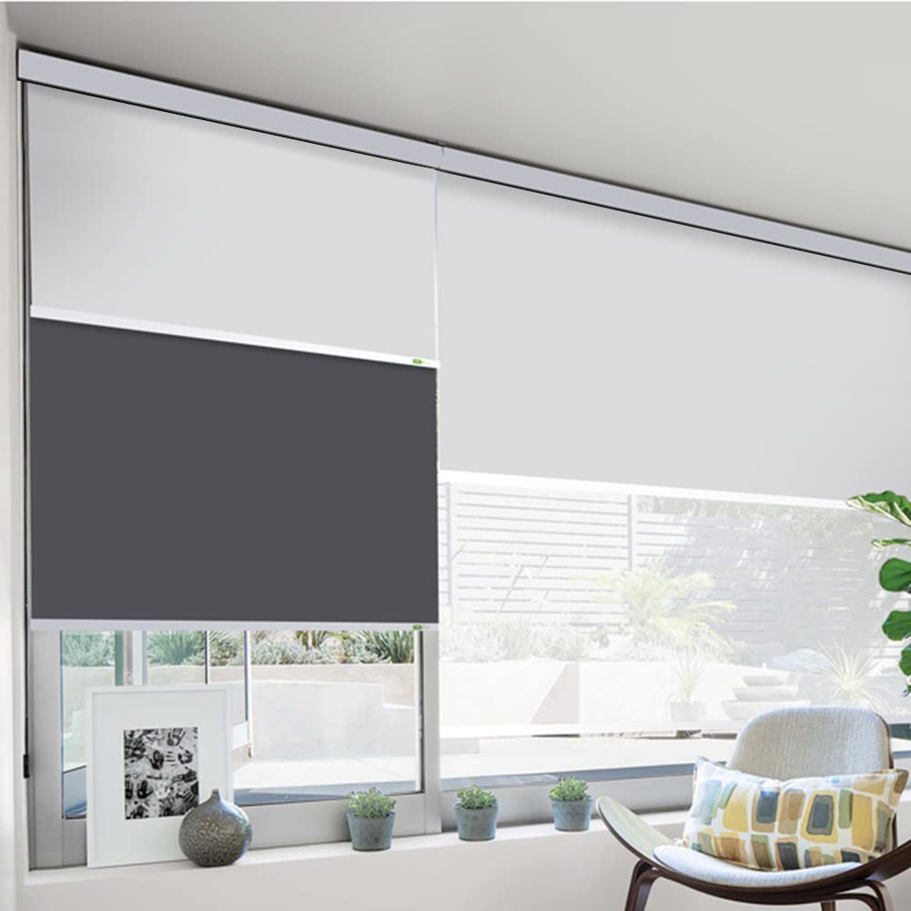 Motorized Day & Night Dual Layers Roller Shades(Grey)
