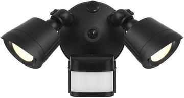 Lighting Assets 4-FLOOD-MS-A2-3000K-BK Outdoor Flood Light with Motion Sensor Covers 270°, Integrated LED 2-Light 44