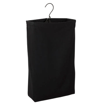 Door Hanging Laundry Bag in Washable Canvas with Loop Handle, Black