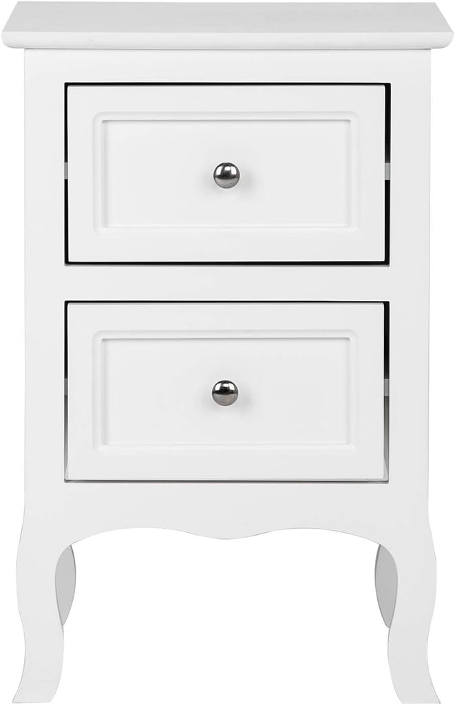 White Nightstand Set of 2, Nightstands with 2 Drawers, Bed Side Table/Night Stand, Small Nightstand , College Dorm