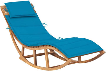 Durable Solid Teak Wood Sun Lounger, Rectangular Outdoor Tanning Chair Garden, Comfortable Chaise Lounge Chair