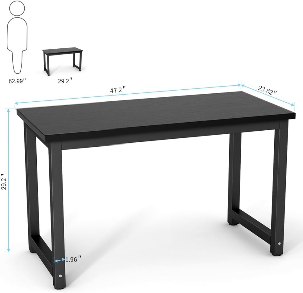 Computer Desk, 47 inch Modern Simple Office Desk Computer Table Study Writing Desk, Black