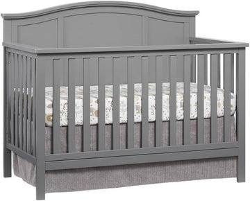 4-in-1 Convertible Wood Crib, Dove Gray Finish, Full Panel Headboard, Greenguard Gold Certified, 45.38 x 56.25 x