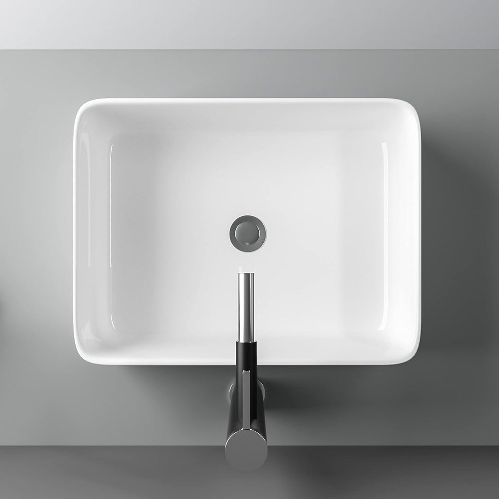 19"x15" Vessel Sink Rectangule Bowl Sinks for Bathrooms White Vessel Sink Above Counter Rectangular Ceramic Vessel