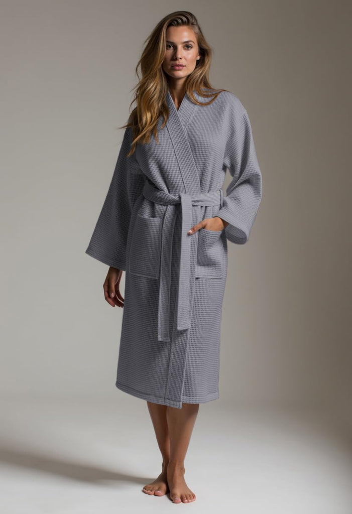 Womens Lightweight Waffle Kimono Bathrobe for Men - Soft Quick-Dry Spa & Summer Towel Robe, Cotton Blend