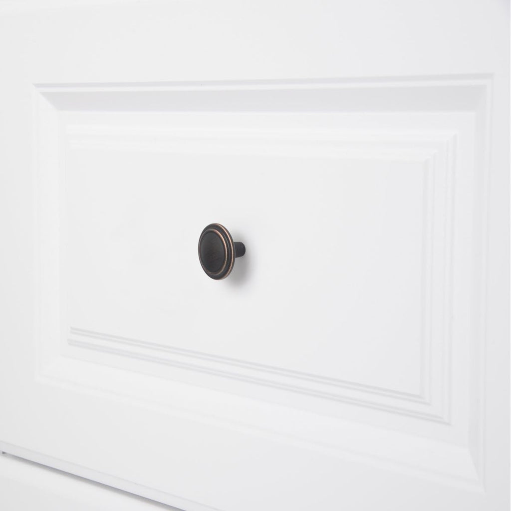 Straight Top Ring Cabinet Knobs, 1.25-inch Diameter, Oil Rubbed Bronze, 10-Pack, with Mounting Screws