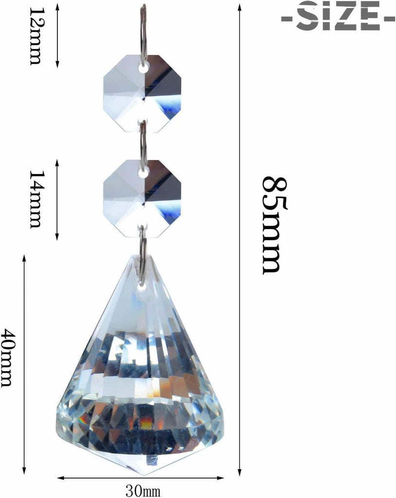 Pack of 10 Crystal Glass Ball Chandelier Prisms Pendants Parts Beads Hanging Crystals Drops Suncatchers(30mm, Clear)