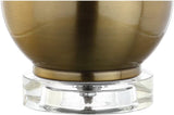 25" Brass Gold Metal and Crystal Teardrop LED Table Lamp Living Room Bedside Nightstand, White Linen Drum Shade