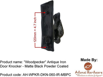 Woodpecker Antique Heavy Duty Cast Iron Front Entry Sturdy Stylish Ring Door Knockers (Matte Black) for Vintage