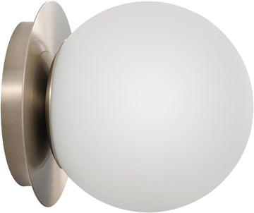 Nickel Globe Wall Sconce,Single Light with Milk Glass Shade | 6" Minimalist Spherical Vanity Sconces,Contemporary