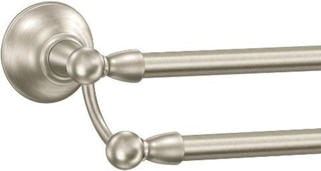 Sage Collection Spot Resist Brushed Nickel 24-Inch Double Bathroom Towel Bar, Wall Mounted Bath Hanger with Two Rods