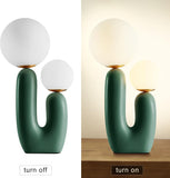 Nightstand Desk Lamp, Creative Nordic Living Room Bedside Bedroom Table Lamp with Light Bulbs, Green