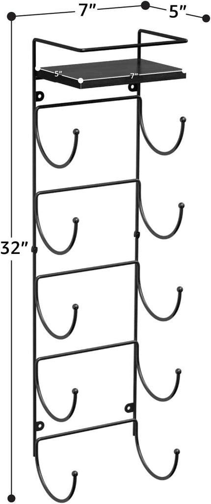 Bathroom Towel Holder - 5 Tier Metal Towel Rack with Wood Shelf for Rolled Bath Towels, Washcloths, Linens, Hand