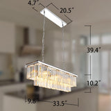 Luxury Chrome Rectangular Crystal Chandeliers Lighting Modern Pendant Ceiling Lights Rectangle Chandelier Lamp Fixture 8-Lights for Dining Room Kitchen Island A107-B07Y1VTB5Q