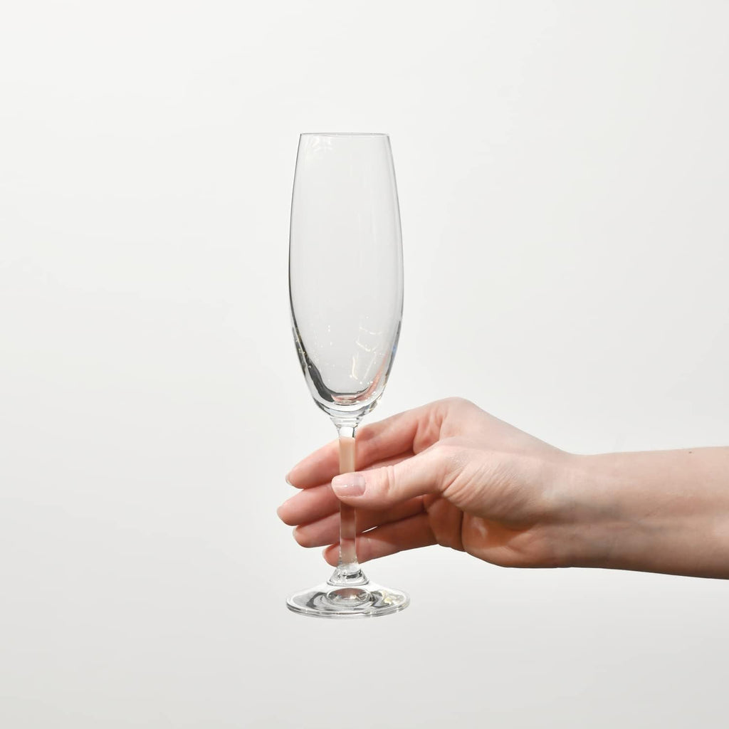 Crystal Champagne Flutes, Set of 6, 6.8 oz, Venezia Collection, Lead-Free Glass, Flutes for Prosecco, Sparkling Wine