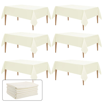 6 Pack Ivory Table Cloth Rectangle 60X102 Inch Tablecloth Fit 6FT