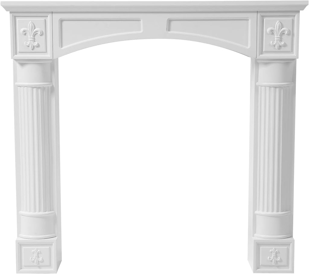 White Surround, Modern Freestanding Surround Mantel for Electric Fireplaces, Waterproof & Anti-Tipping, Grade A MDF