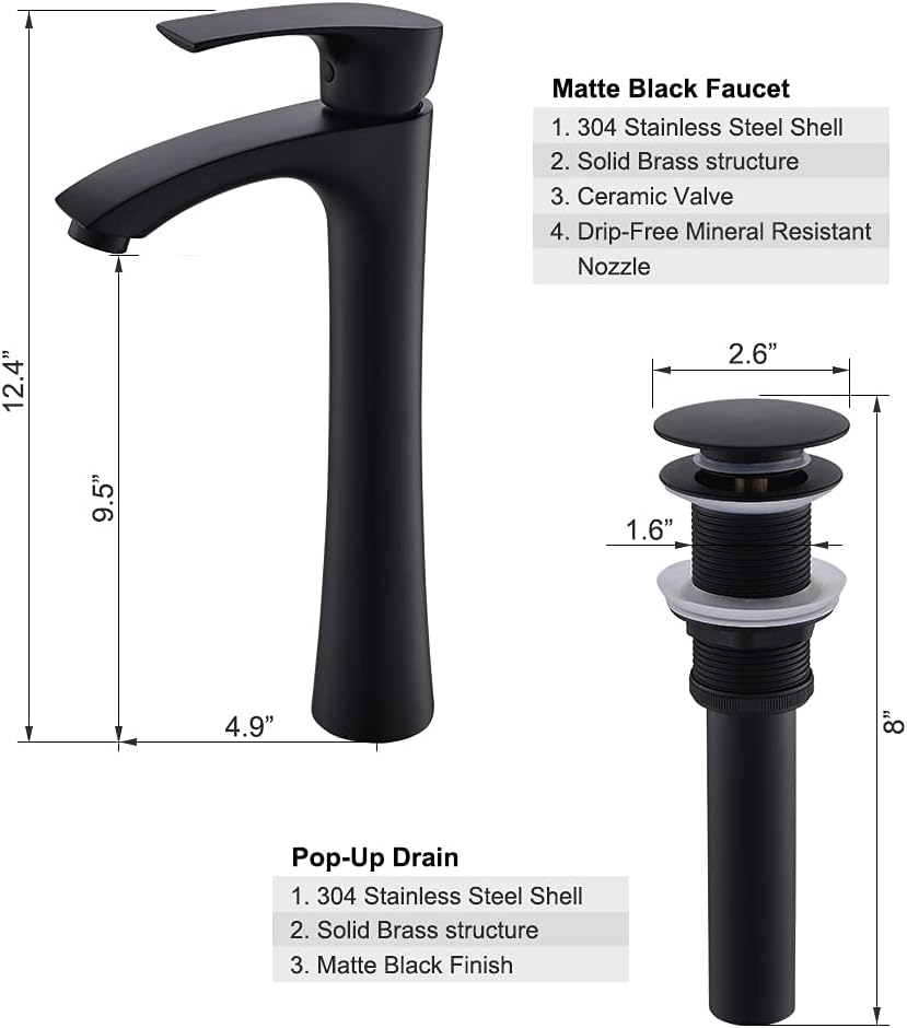 Rectangle Bathroom Sink with Faucet And Drain Combo-VASOYO 19x15 Inch Vessel Sink Above Counter Bathroom Vanity Sinks