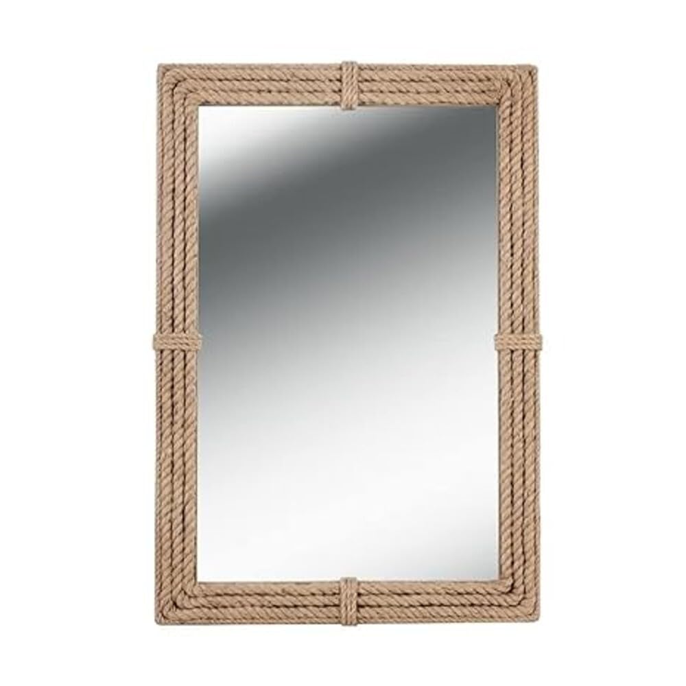 Rectangle Jute Wall Mirror | Decorative Nautical Wall Mirrors | Full Length Wooden Frame Rounded Rectangle Mirror