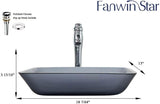 Europea GreyTempered Deco Glass Vessel Bathroom Sink in Grey Transparent Matt | Top Mount Sinks Above Countertop