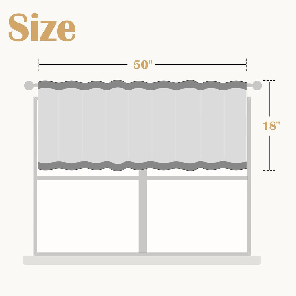 Linen Valance Sheer Double Layer Kitchen Window Curtain Leaf Embroidered Valance for Living Room Cafe Farmhouse Light
