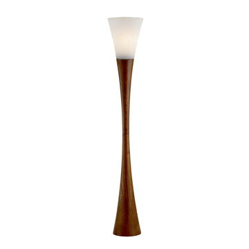 Floor Lamp, Bronze & Walnut Poplar Wood, Modern Design, 68"