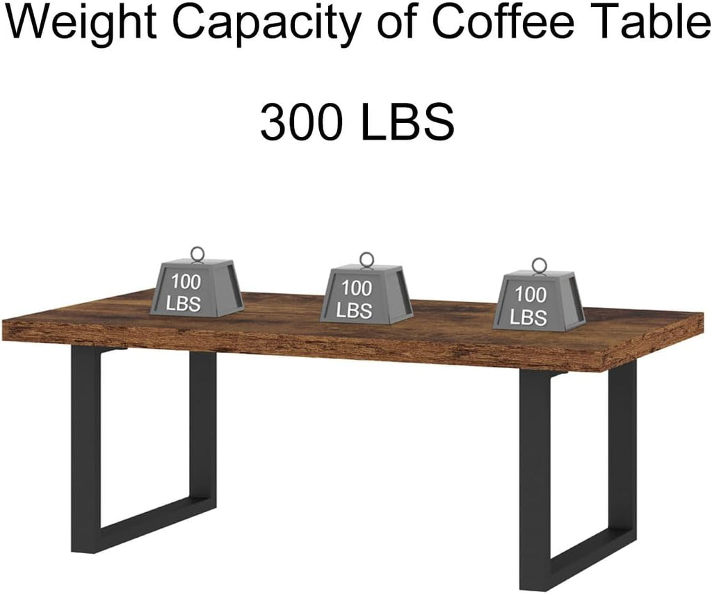 Rustic Living Room Table, Simple Industrial Rectangle Coffee Table, Modern Minimalist Farmhouse Wooden Center Table