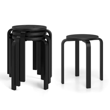 Wood Stackable Stools Set of 4, 18" Round Backless Classroom Stools