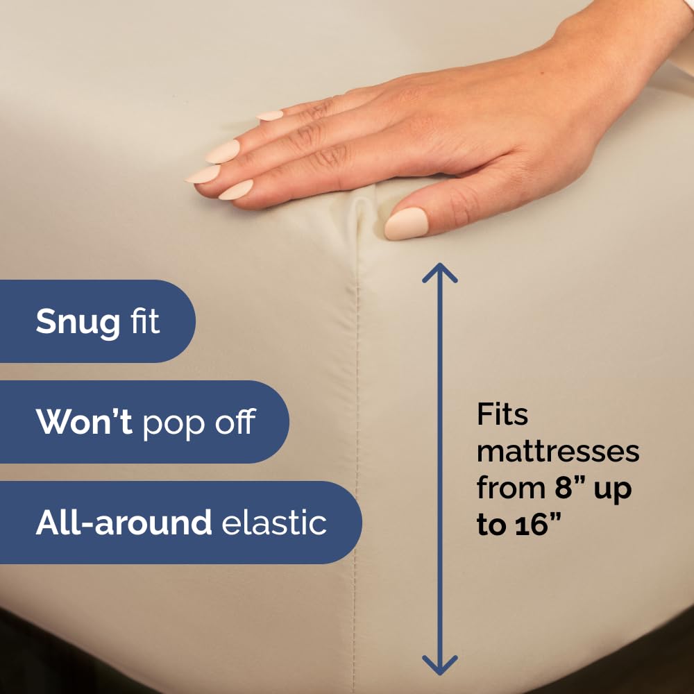 Split California King Bed Sheet Set - 5 Piece Split Cal King Sheets - Wheat