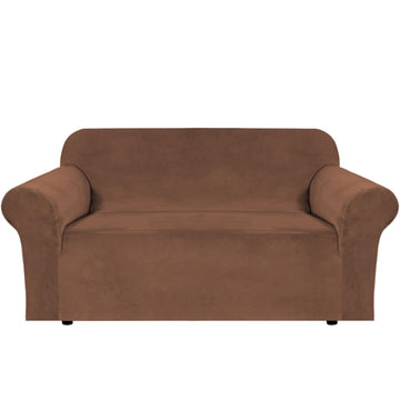 Stretch Velvet Loveseat Covers for 2 Cushion Couch Covers Sofa Covers Slipcovers with Non Slip Straps Bottom, Ultra