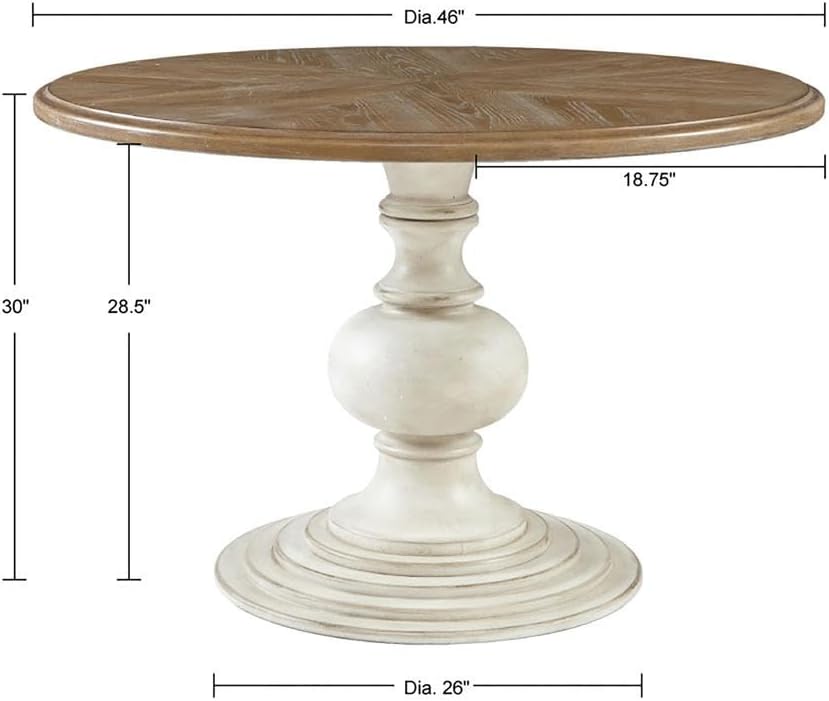 Brown Round Pedestal Dining Table with Wood Veneer and MDF Top, Ideal for Dining Room, Rustic or Modern Indoor Dining