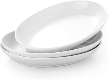 12 Inch Oval Serving Platters Set of 3, White Ceramic Serving Platters for Serving Food, Deep Porcelain Oval Platter