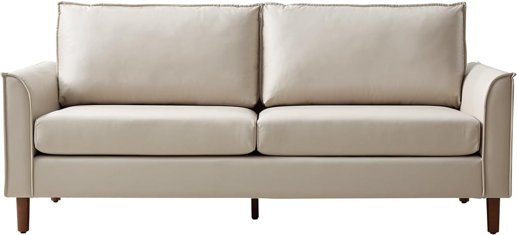 HOME 78" Faux Leather Sofa with Solid Wood Legs