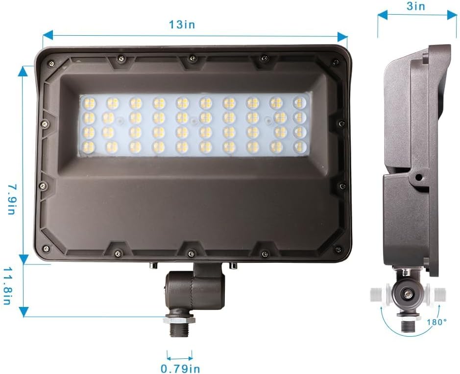 6Pack 150W LED Flood Light Outdoor with Knuckle, 100-277VDriver Equipped, 5 Years: IP65 Waterproof 21000LM, 5000K