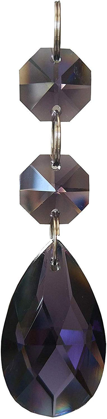 Teardrop Pendants Candle Chandelier Crystal Prisms Pendants Glass Pendants Beads, Pack of 20 (Violet)