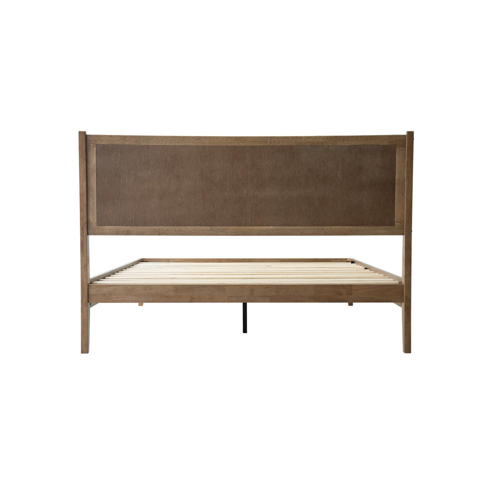 Queen Size Bed Frame with Headboard & Footboard Solid Wood Platform Bed, Metal Legs, 12 Sturdy Slatted Structure, No
