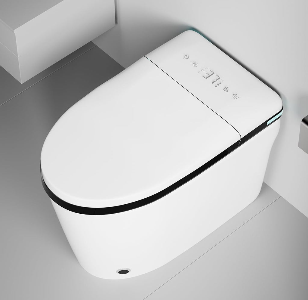 Luxury Smart Toilet, 1.28 Intelligent Bidet Toilet with Auto Flush, Heated Seat with Warm Water and Dryer