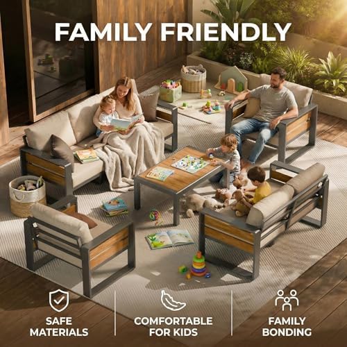 4-Piece Aluminum Outdoor Patio Furniture Set | Grey with Thick Cushions for Backyard, Garden & Porch