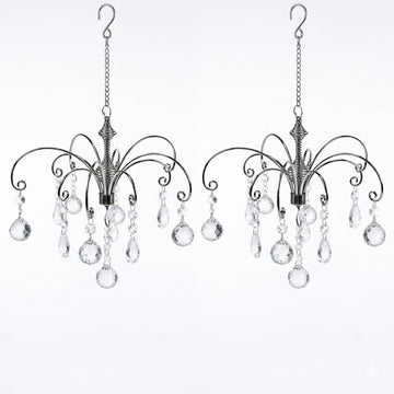 Crystal Suncatcher 2 Pcs 12" Prism Window Hanging Display Silver