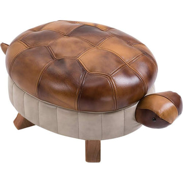 Animal Footstool Turtle Upholstered Ottoman PU Leather Pouf Wood Foot Stool Rest Bedroom Sofa Bench Seat Chair, Grass