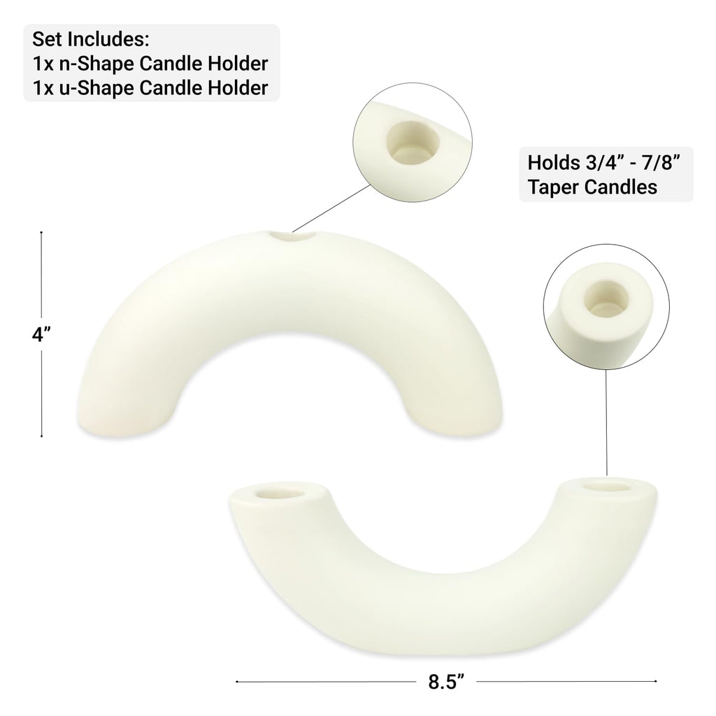 Taper Candle Holders Set - Modern Candle Stick Holders - Ceramic Table Decor, Centerpiece, & Decorative Candle