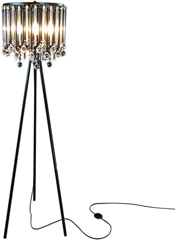 Lighting KU300168 Unique Romance Crystal Tripod Floor Lamp Black Suitable,Coffee Shop,4 Lights