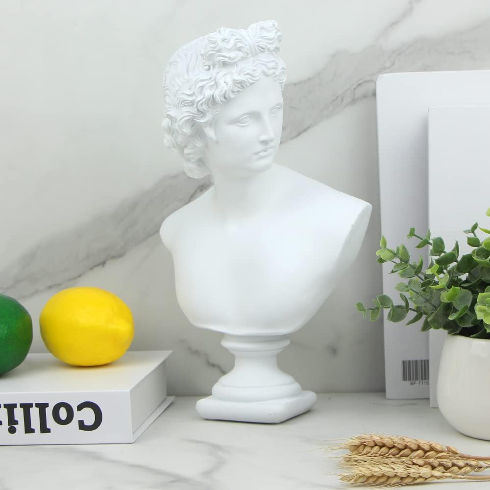 12.6in Greek Statue of Apollo, Classic Roman Bust Greek Mythology Sculpture Decor