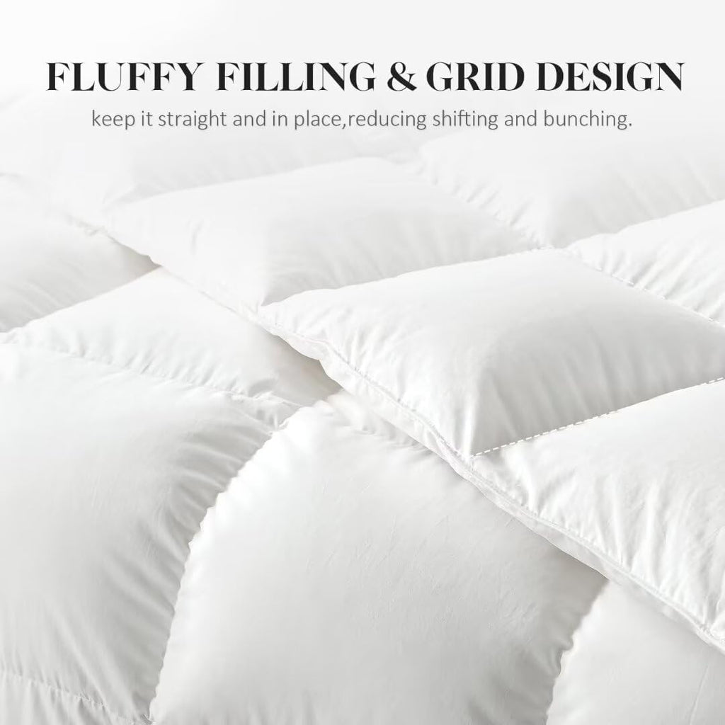 Feather Down Fiber Comforter King, All Season White Down Feather Duvet Insert