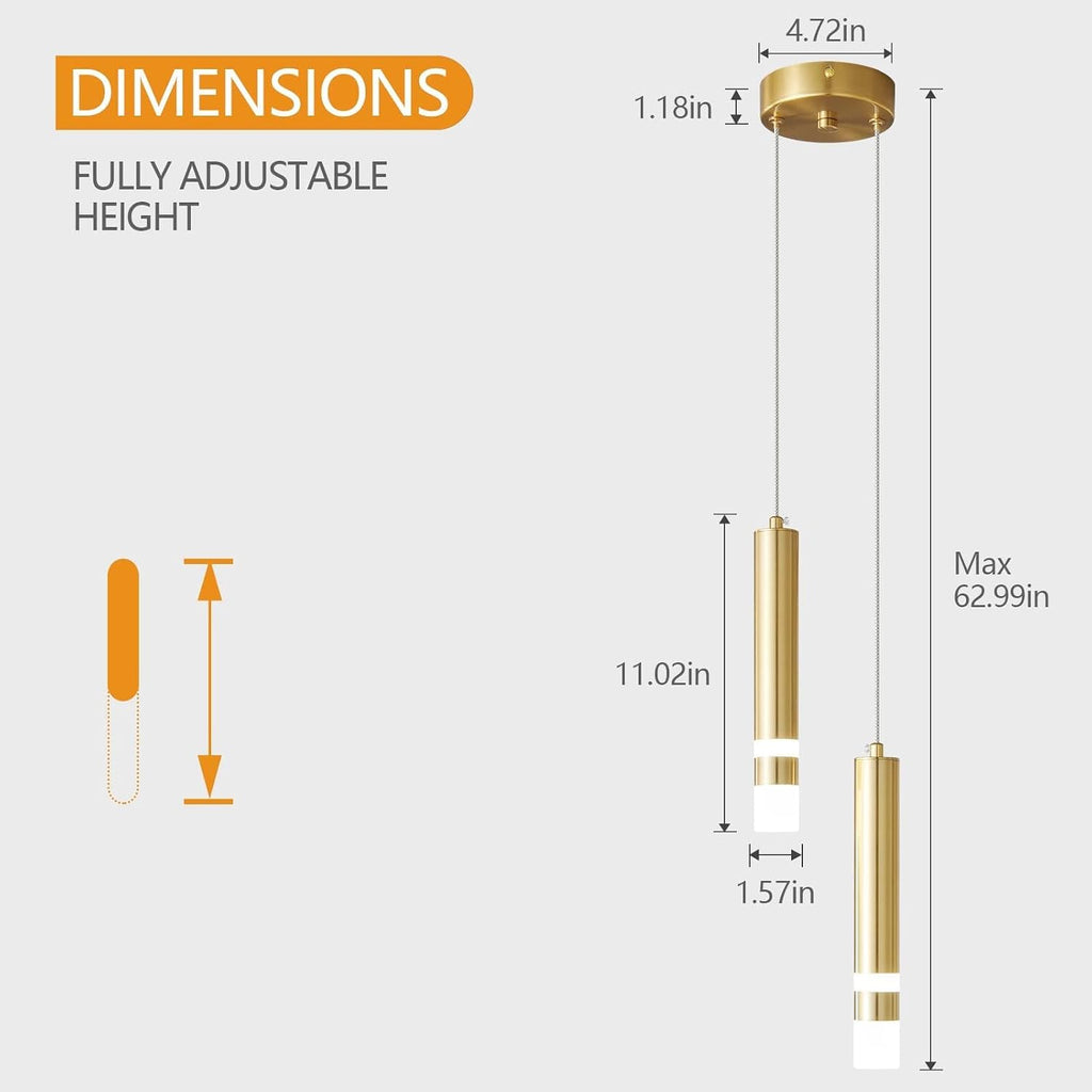 Modern Pendant Light Kitchen Fixture Dimmable LED Gold Mini Pendant Lighting fo Kitchen Island Bedroom Bedside Table
