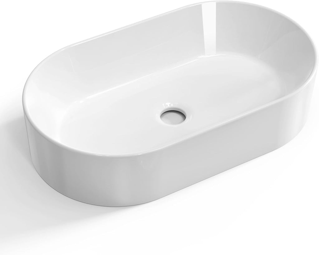 KES Bathroom Sink, White Vessel Sink for Bathroom