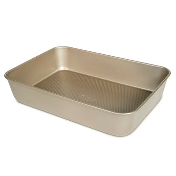 Baking Pan Nonstick - Oblong Metal Dish for Cake and Lasagna - Heavy Duty Carbon Steel Bakeware, Large