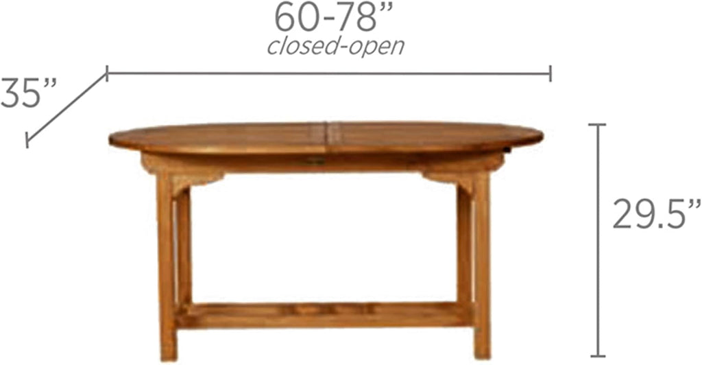 Oval Family Expansion Teak Table, 60/78-Inch